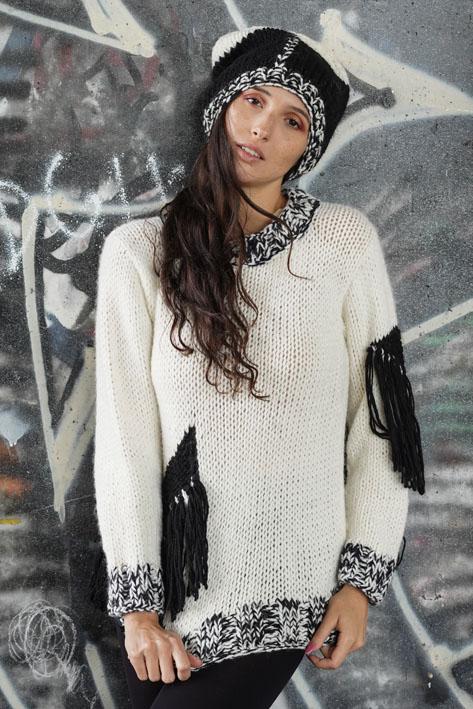 Tricot à Porter Melange border fringe