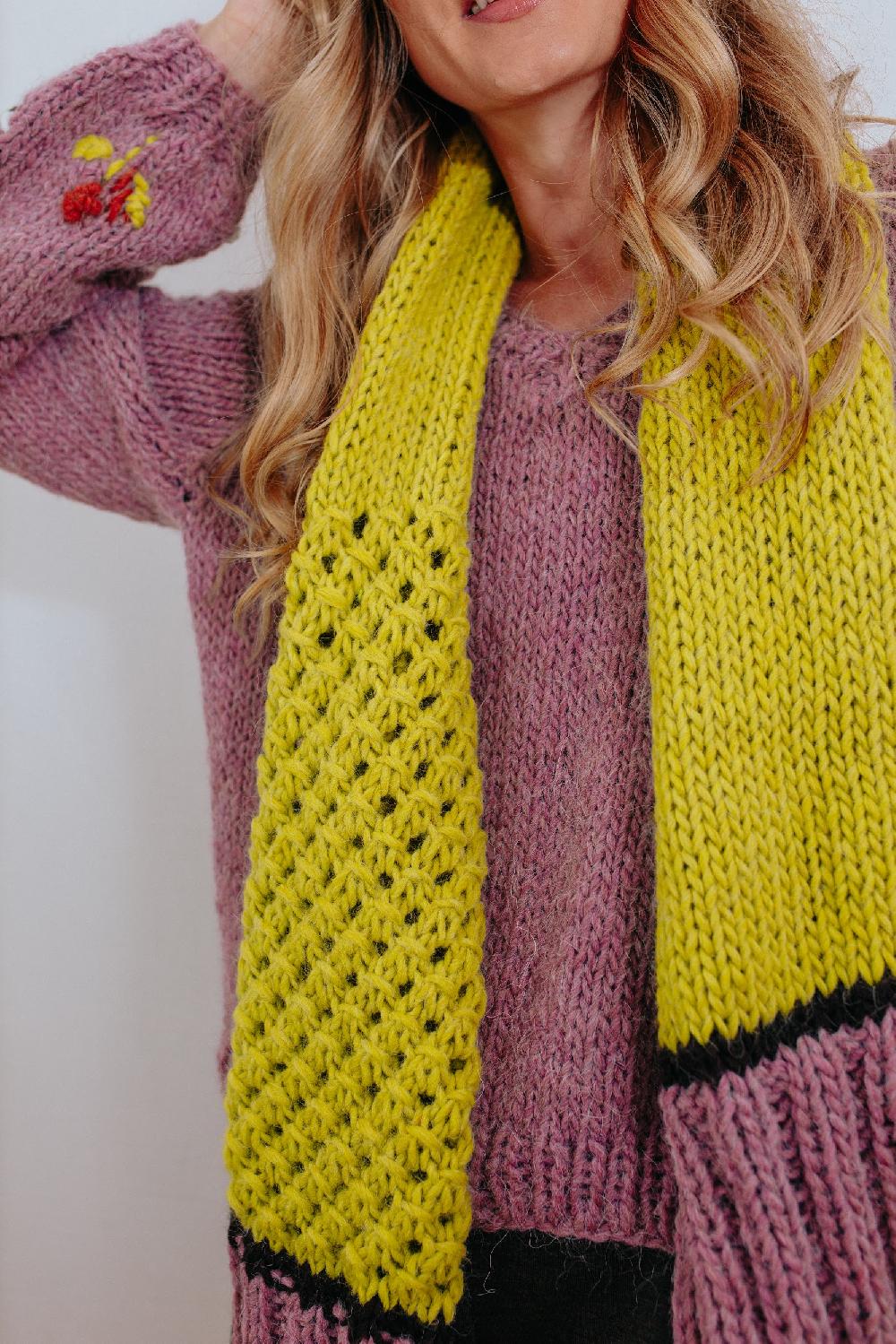 Tricot à Porter Sciarpa Con Coste E Festoni