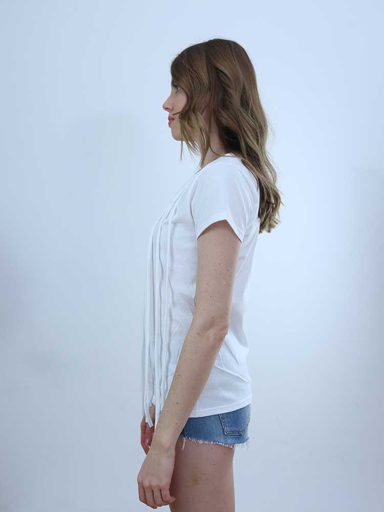 Tricot à Porter T-SHIRT CON FRANGE IN JERSEY