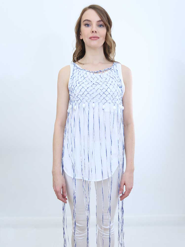 Tricot à Porter TOP RETE CON FRANGE