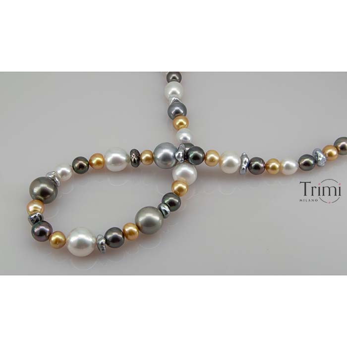 Trimi Gioielli Collana Con Perle Australiane E Tahiti