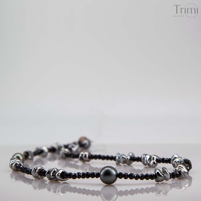 Trimi Gioielli Collana Con Perle Di Tahiti E Spinello E Keshi