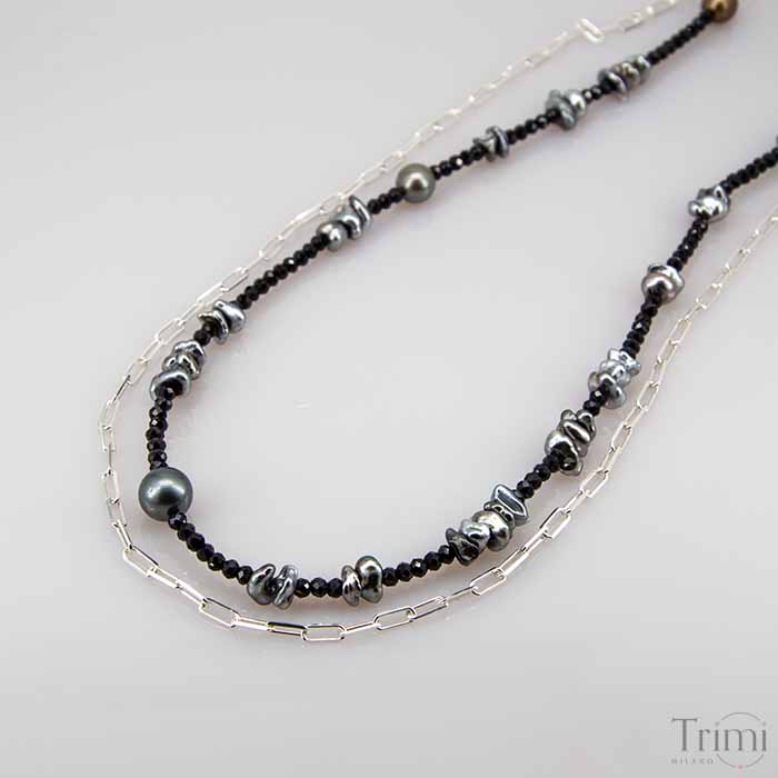Trimi Gioielli Collana Con Perle Di Tahiti E Spinello E Keshi