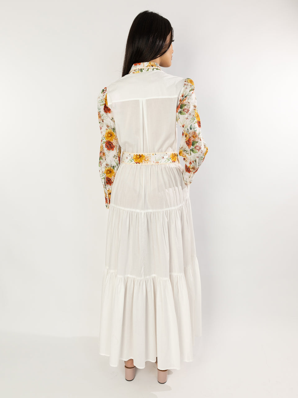 MC2 SAINT BARTH Abito Lungo Chemisier Floreale Bianco