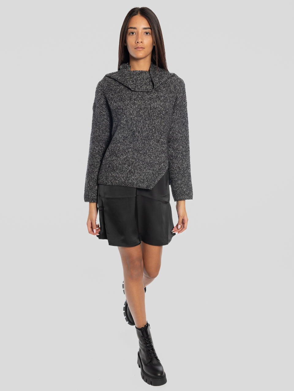 PINKO Abito Sottoveste con Maglia Removibile Nero/Grigio