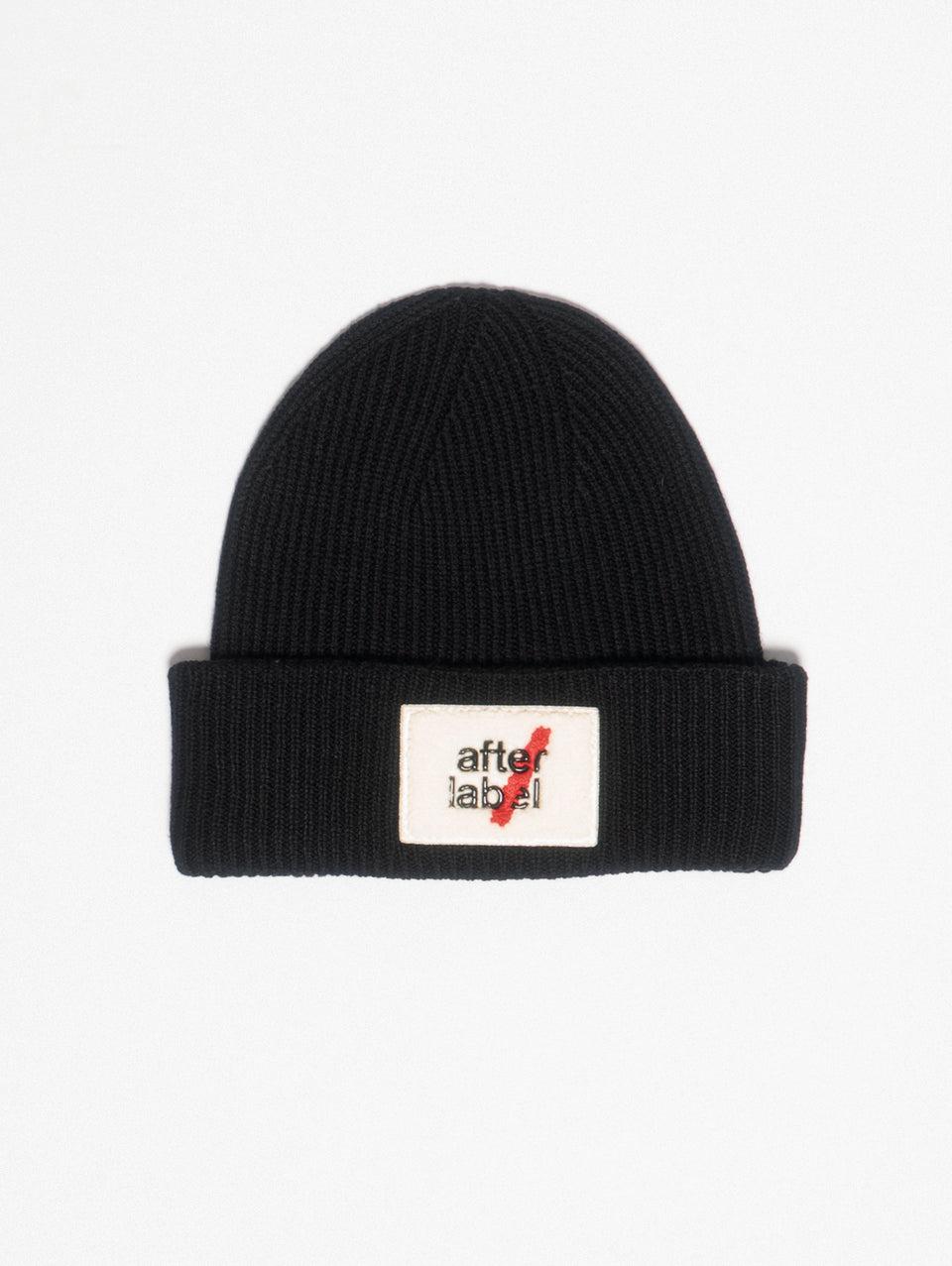AFTER LABEL Cappello a Coste con Logo Nero