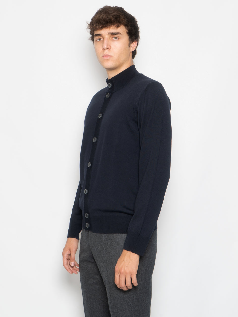 ALPHA STUDIO Cardigan Con Bottoni In Merinos Blu