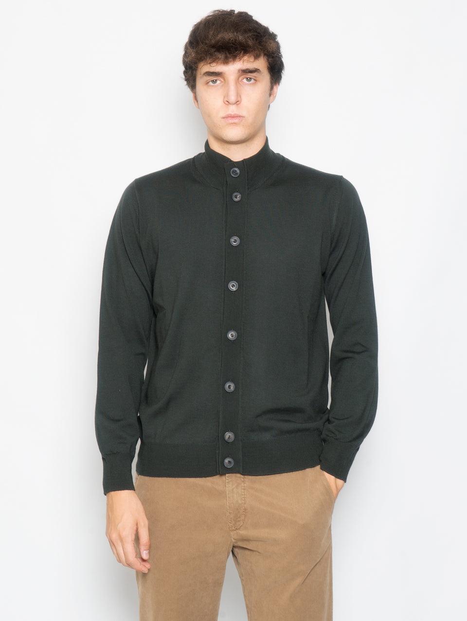 ALPHA STUDIO Cardigan con Bottoni in Merinos Selva