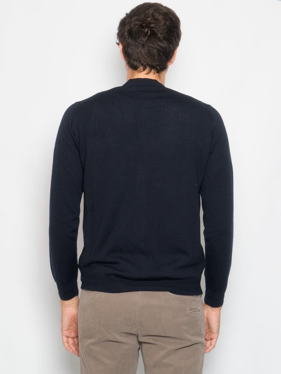 ALPHA STUDIO Cardigan Con Taschino In Merinos Blu