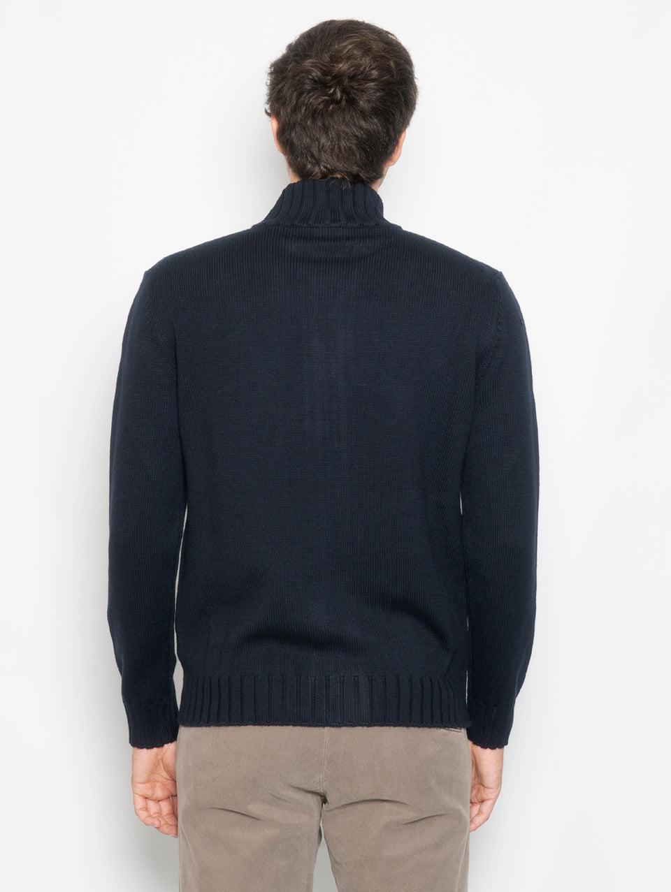 ALPHA STUDIO Cardigan In Maglia Full Zip Blu
