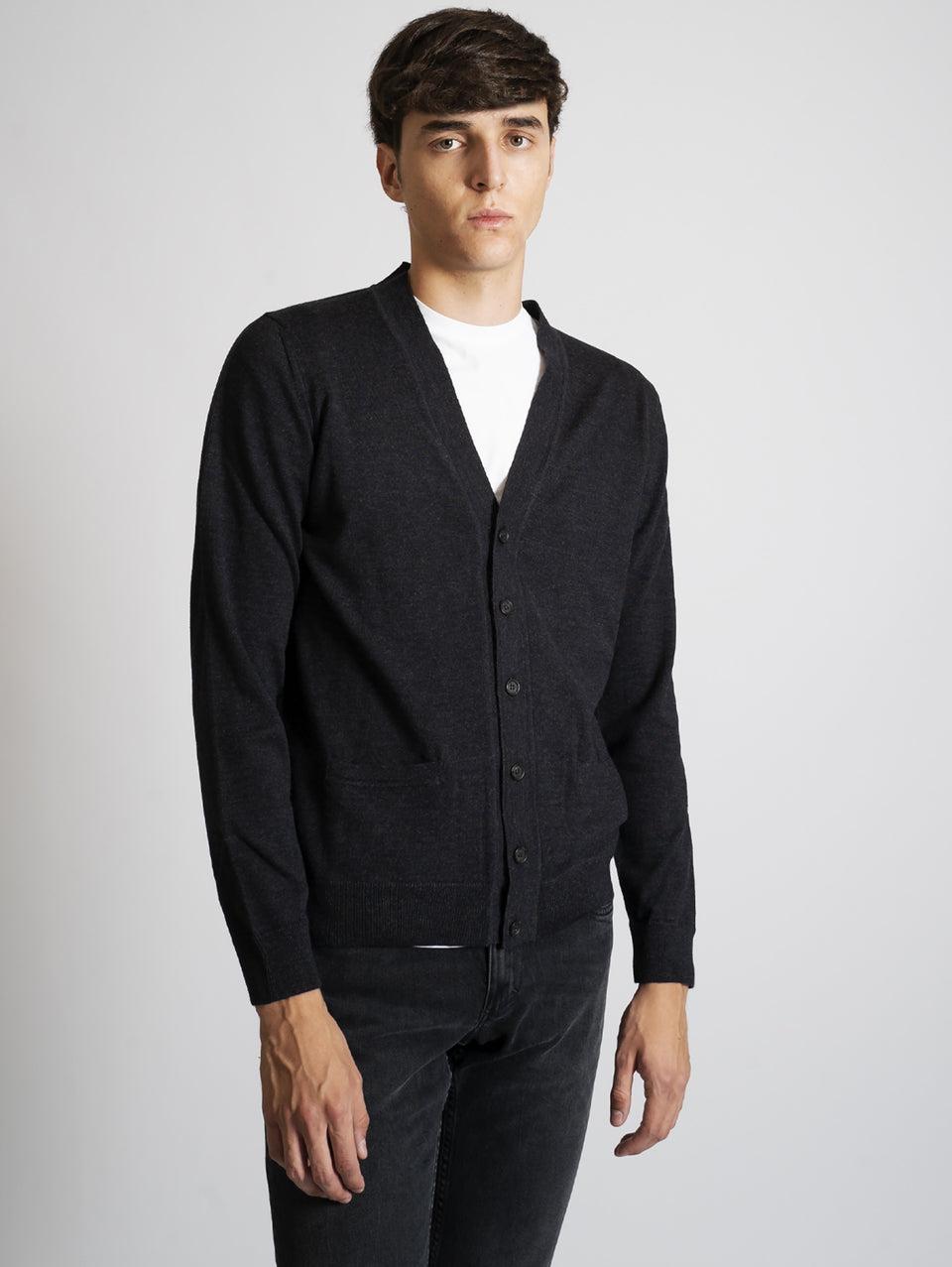 ALPHA STUDIO Cardigan Slim Fit Antracite