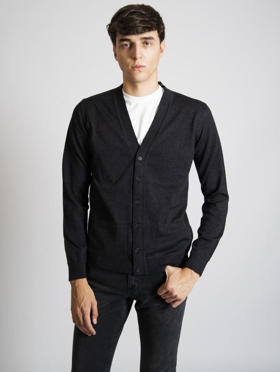 ALPHA STUDIO Cardigan Slim Fit Antracite