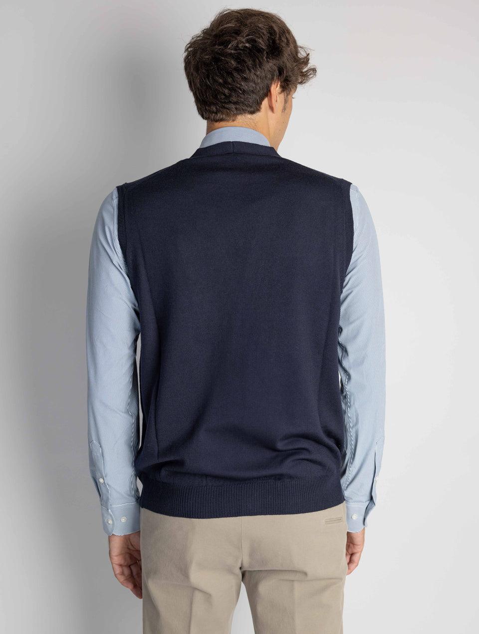 ALPHA STUDIO Gilet Con Scollo A V Blu