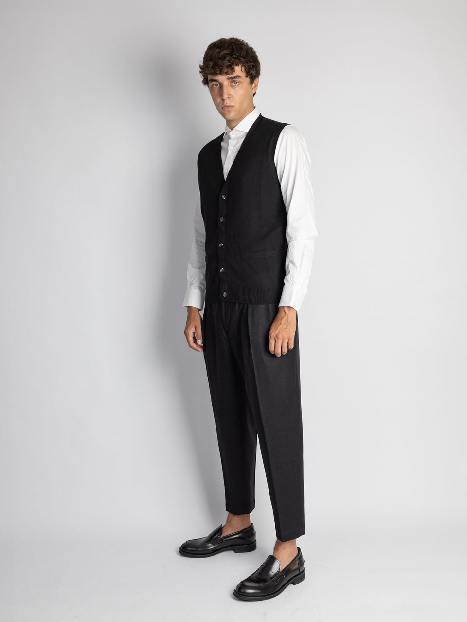 ALPHA STUDIO Gilet Con Scollo A V Nero