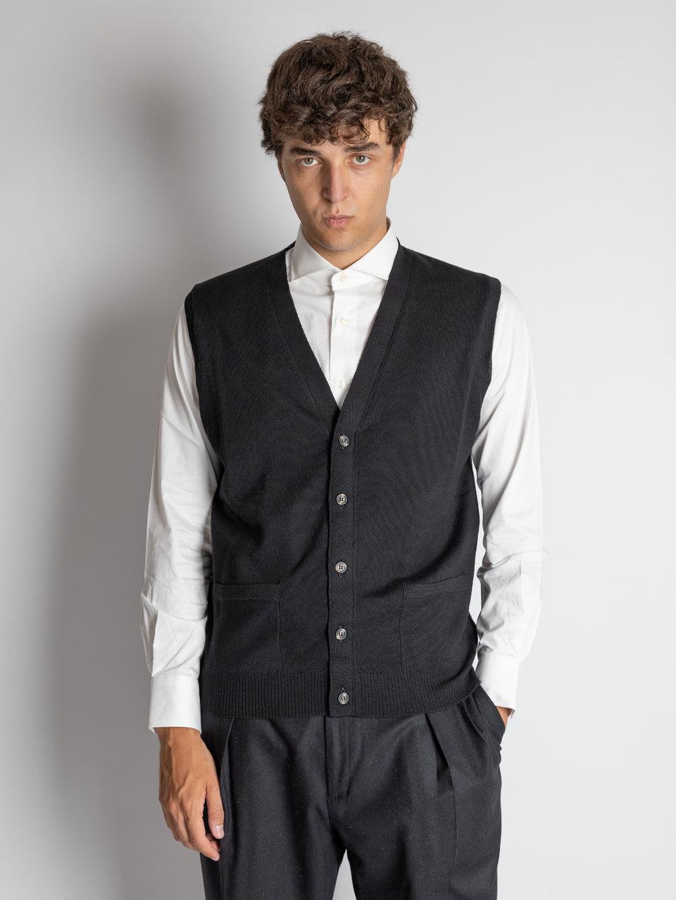 ALPHA STUDIO Gilet con Scollo a V Nero