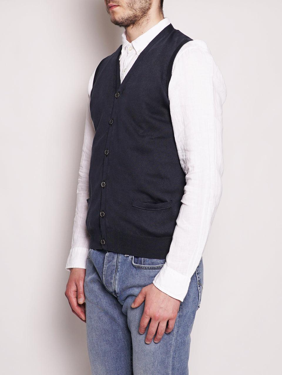 ALPHA STUDIO Gilet In Cotone Frosted Blu Navy