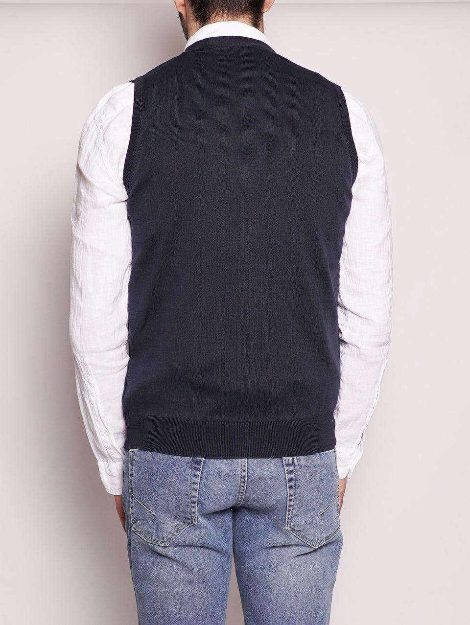 ALPHA STUDIO Gilet In Cotone Frosted Blu Navy