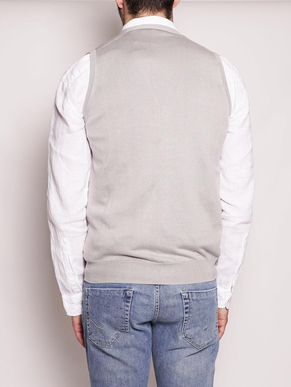 ALPHA STUDIO Gilet In Cotone Frosted Perla