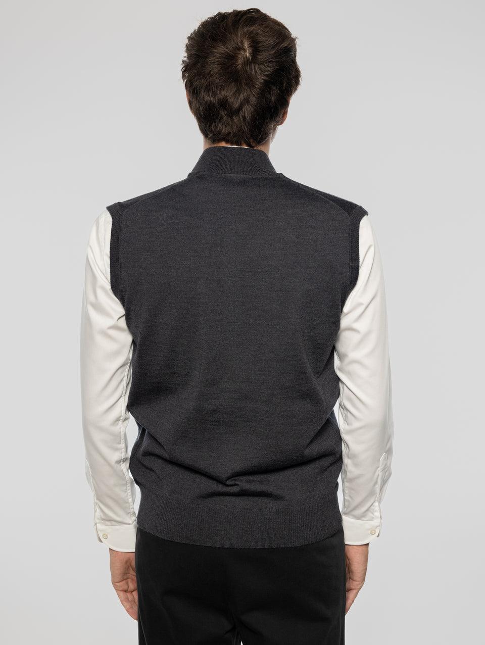 ALPHA STUDIO Gilet In Lana Taglio Bomber Antracite