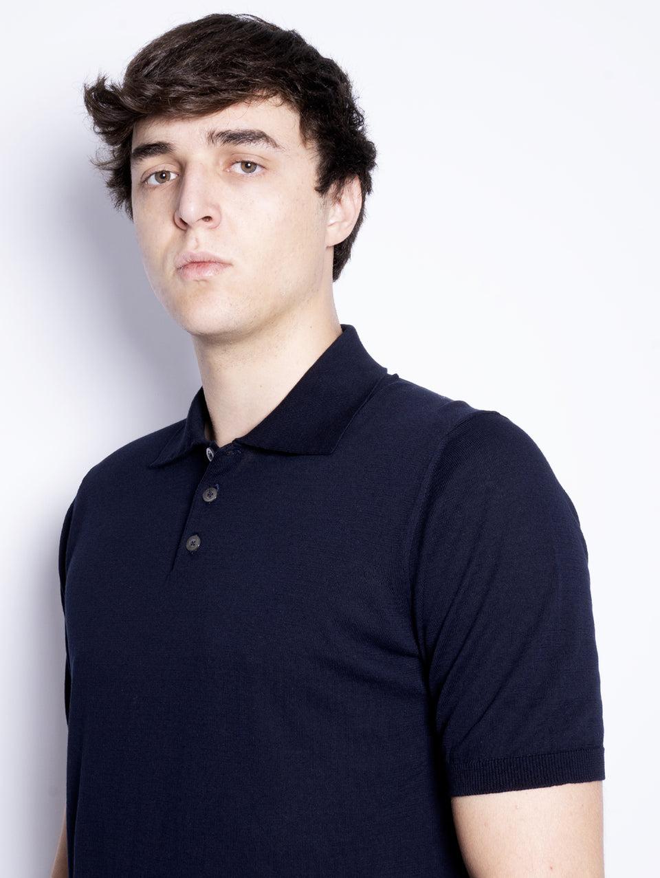 ALPHA STUDIO Polo Con Tre Bottoni Blu Notte