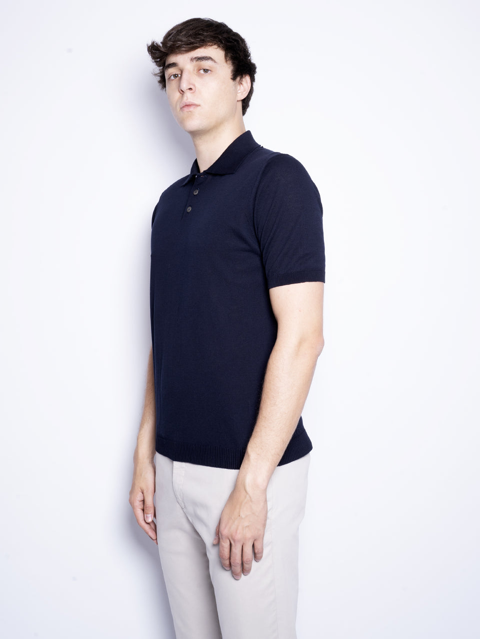 ALPHA STUDIO Polo Con Tre Bottoni Blu Notte