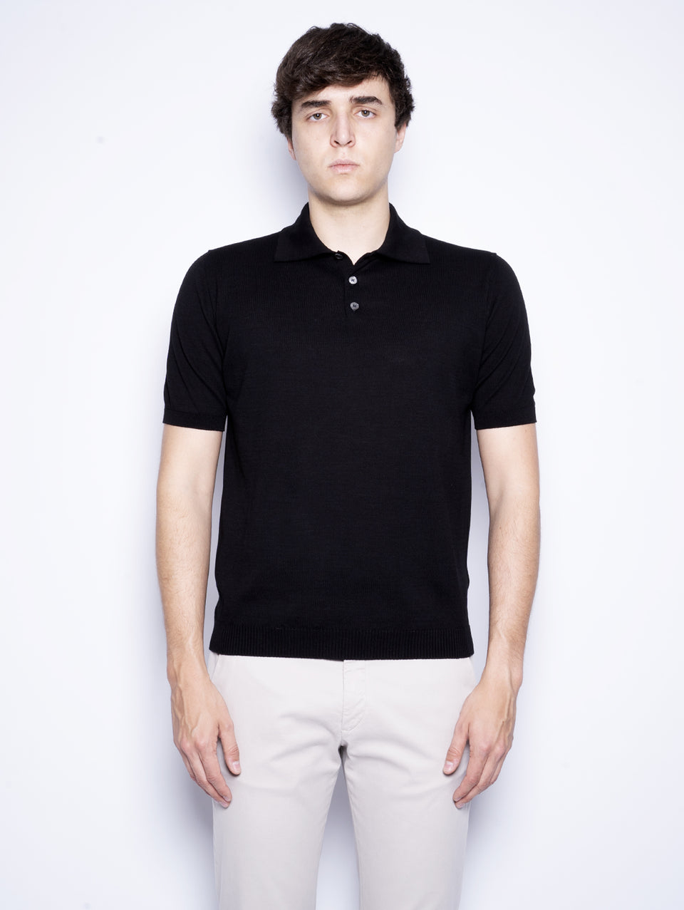 ALPHA STUDIO Polo con Tre Bottoni Nero