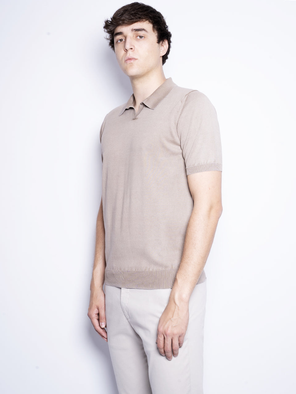 ALPHA STUDIO Polo In Cotone Tinto In Capo Argilla