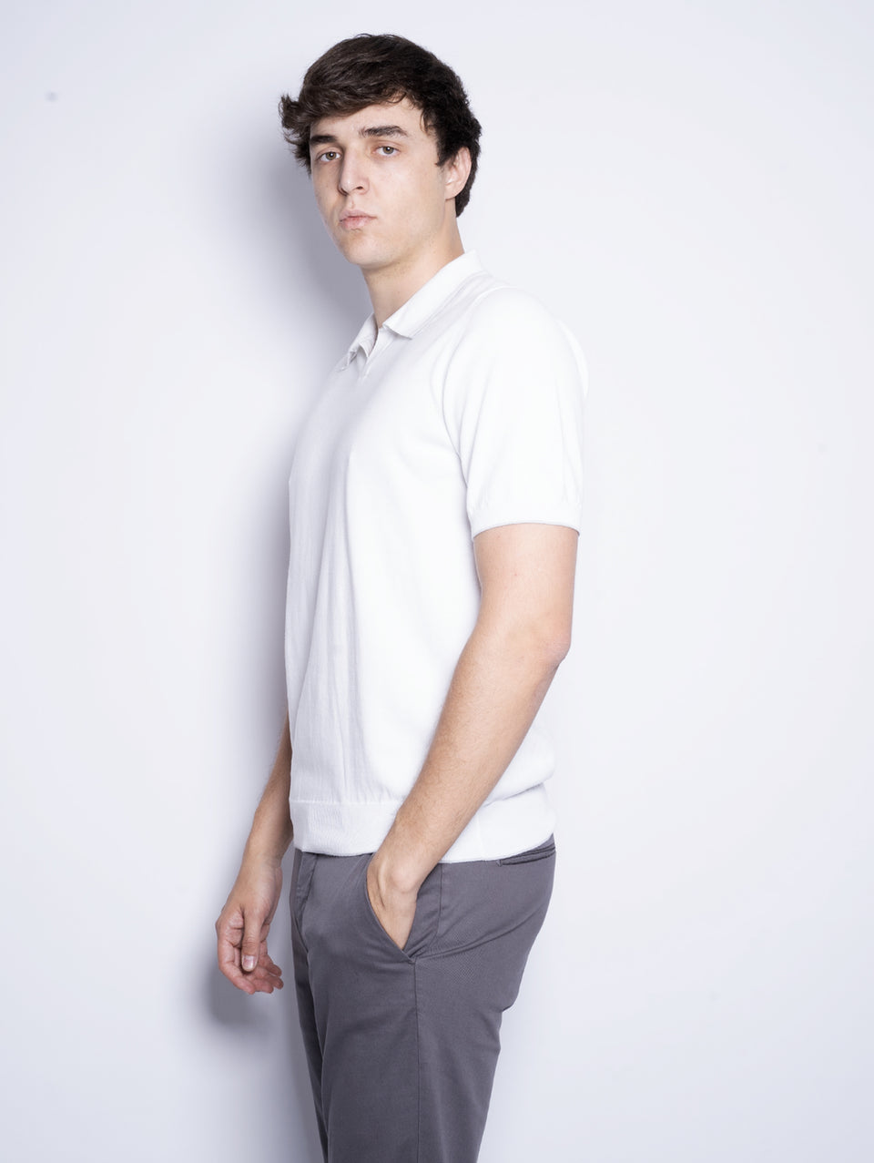 ALPHA STUDIO Polo In Cotone Tinto In Capo Bianco