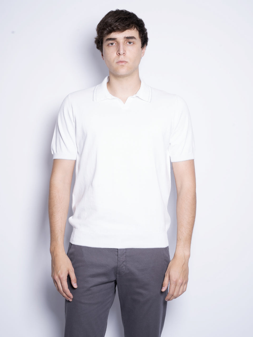 ALPHA STUDIO Polo in Cotone Tinto in Capo Bianco