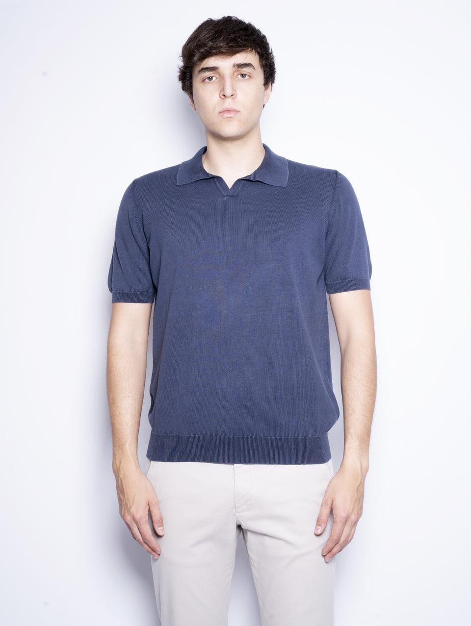 ALPHA STUDIO Polo in Cotone Tinto in Capo Blu