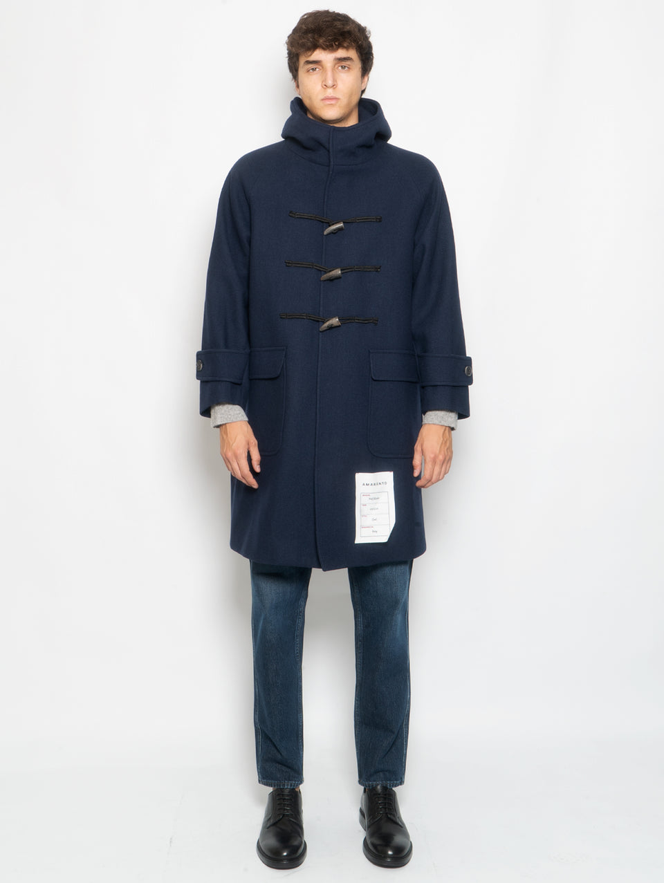 AMARANTO Cappotto Montgomery Lungo in Twill Navy