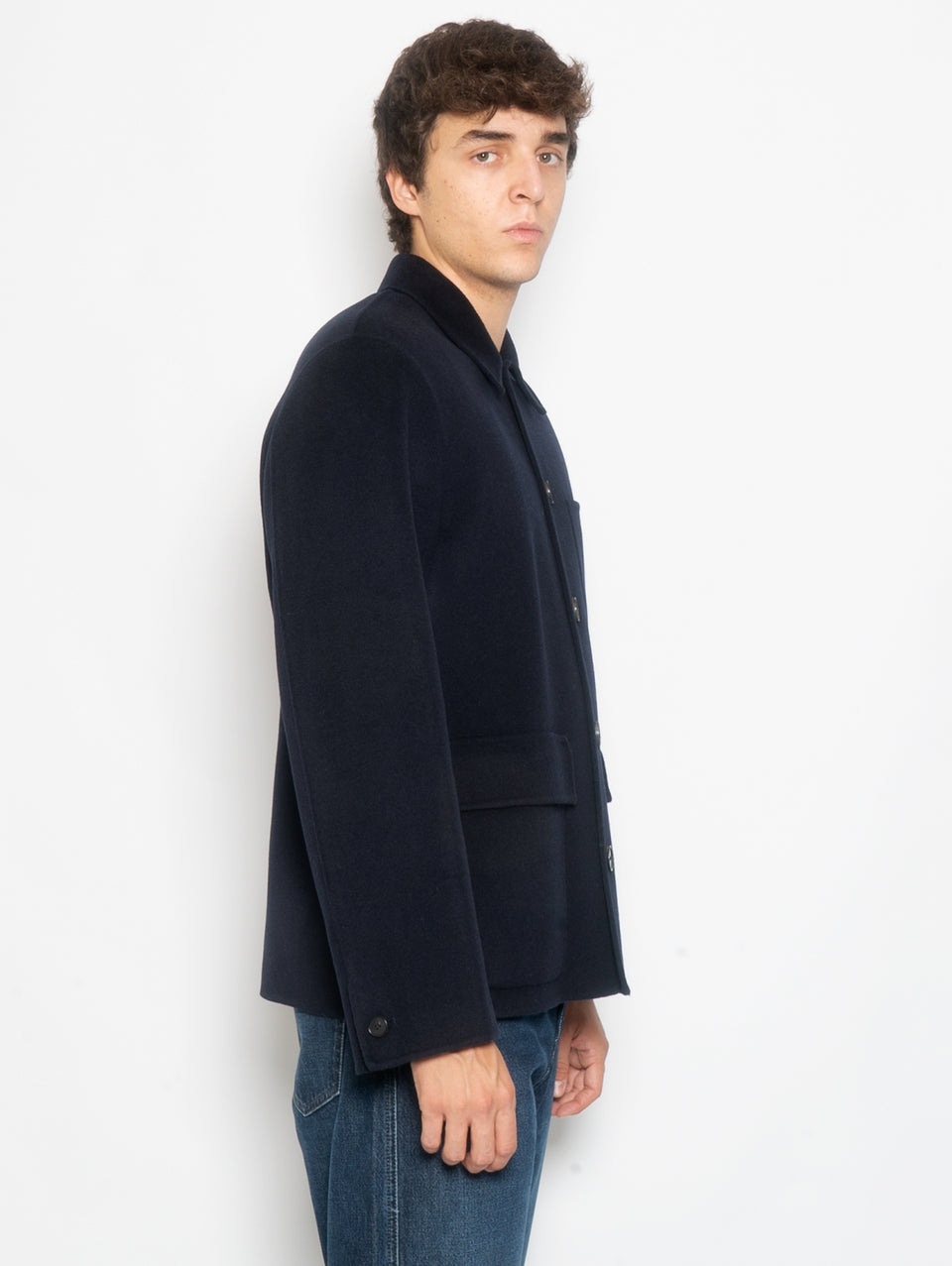 AMARANTO Giacca Worker In Cashmere E Lana Navy