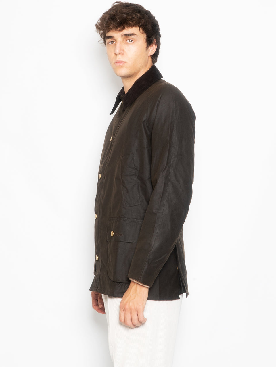 BARBOUR Giacca Ashby In Cotone Cerato Oliva