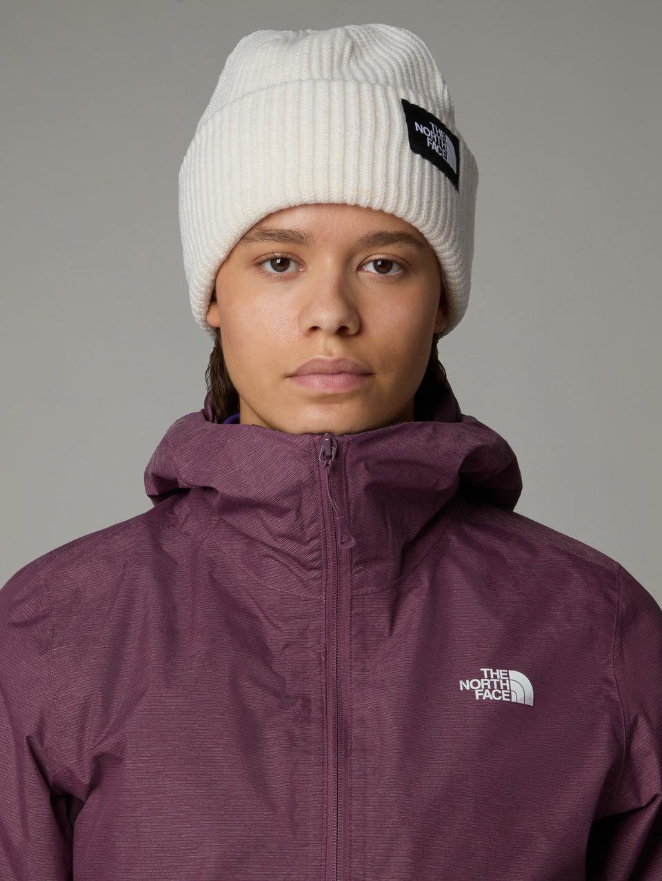 THE NORTH FACE Berretto In Maglia A Coste Con Logo Bianco