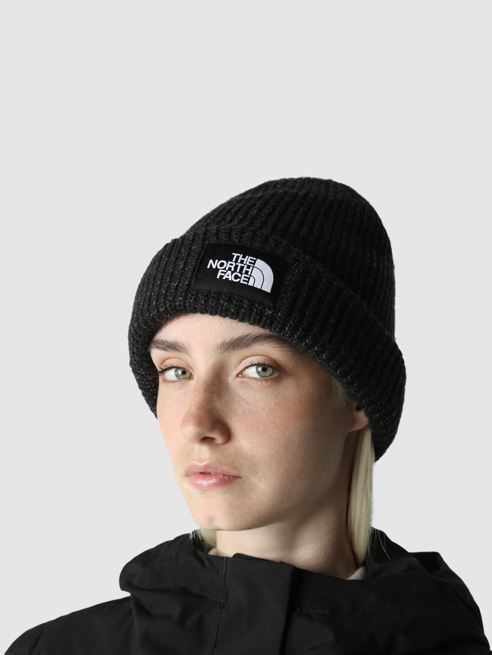 THE NORTH FACE Berretto In Maglia A Coste Con Logo Nero