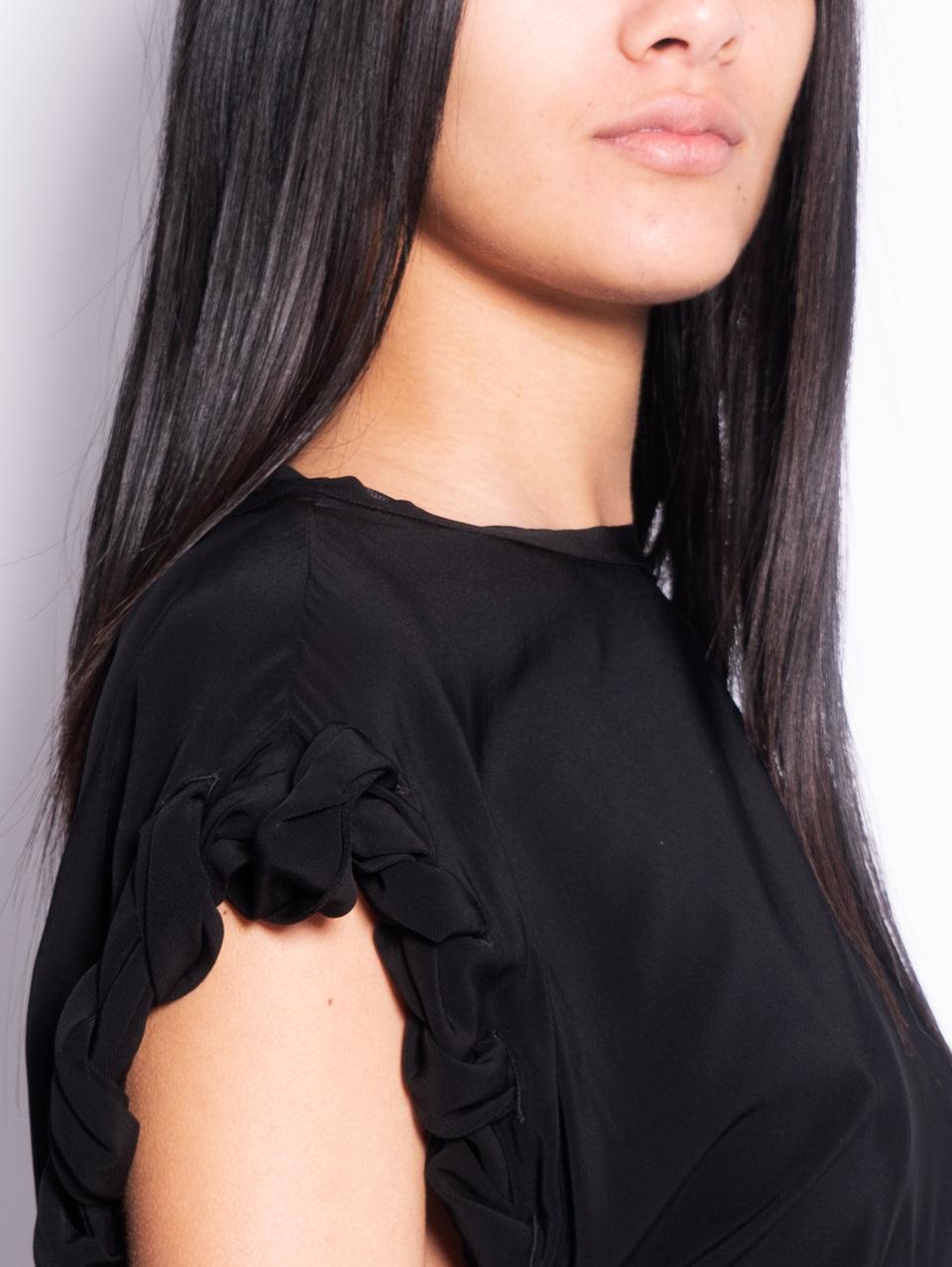 PINKO Blusa Girocollo Con Lavorazione Sulla Manica Nero