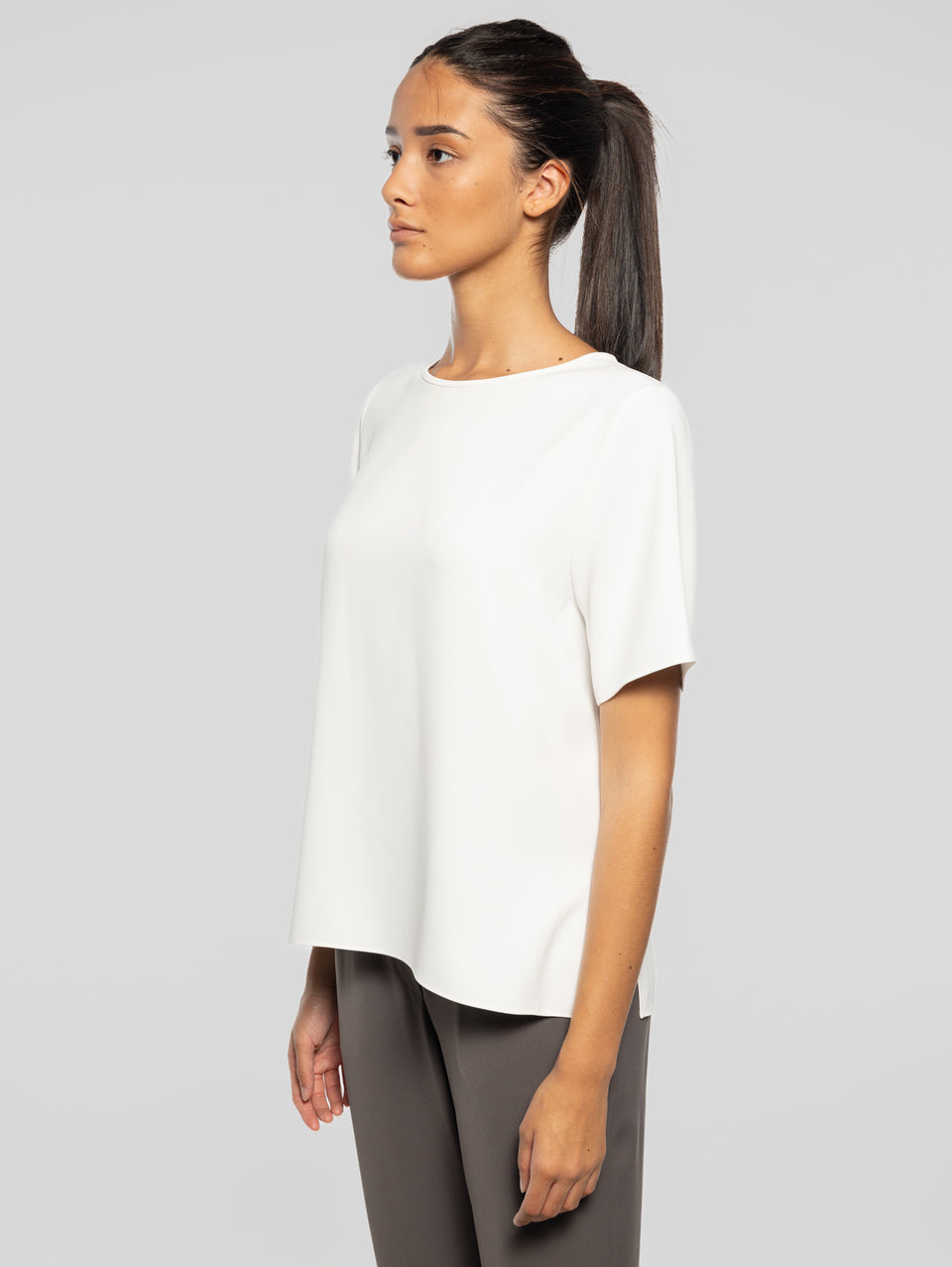 P.A.R.O.S.H. Blusa Girocollo Con Maniche Corte Panna