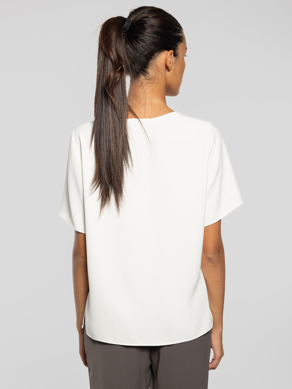 P.A.R.O.S.H. Blusa Girocollo Con Maniche Corte Panna