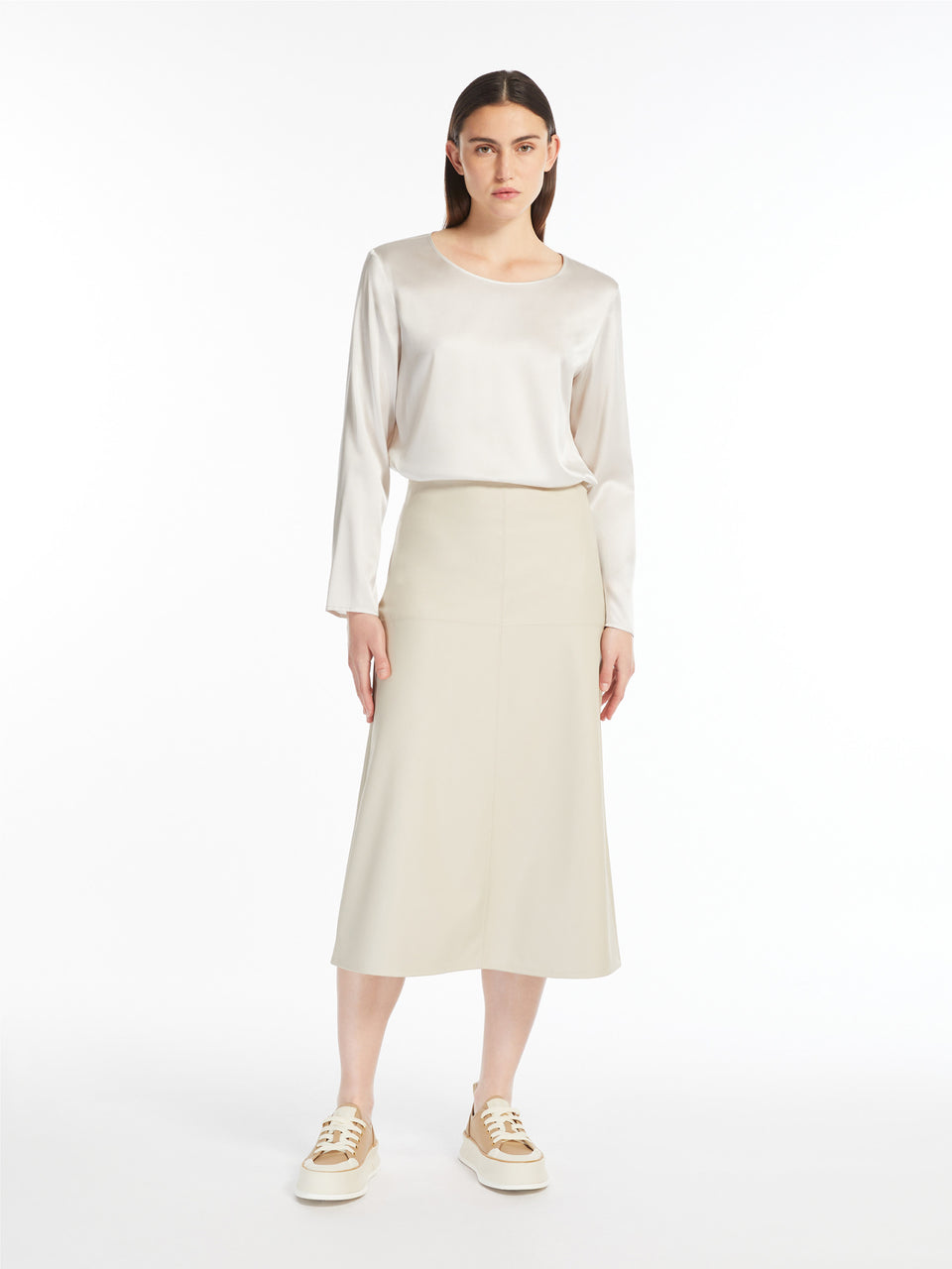 MAX MARA LEISURE Blusa In Raso Di Seta Stretch Ghiaccio