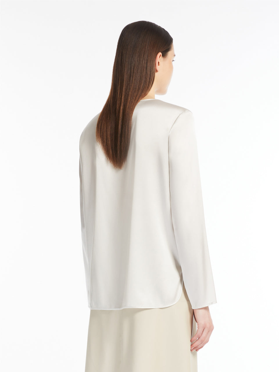 MAX MARA LEISURE Blusa In Raso Di Seta Stretch Ghiaccio