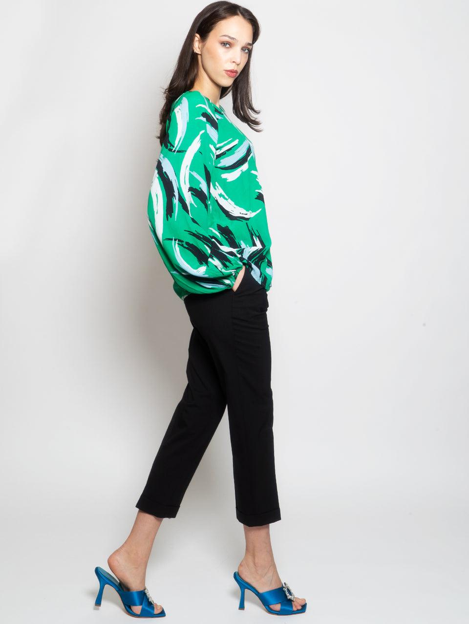 ESSENTIEL ANTWERP Blusa Stampata Con Maniche A Palloncino Verde