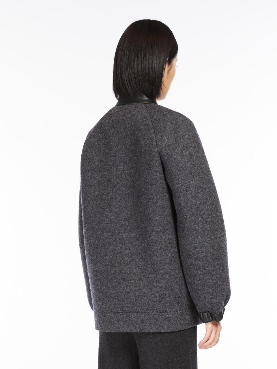 MAX MARA LEISURE Bomber In Lana Con Dettagli In Jersey Grigio