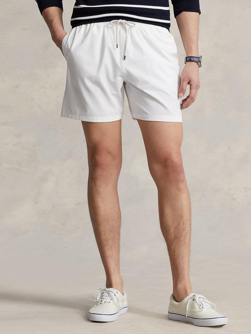 RALPH LAUREN Boxer da Mare Tinta Unita Traveler Bianco