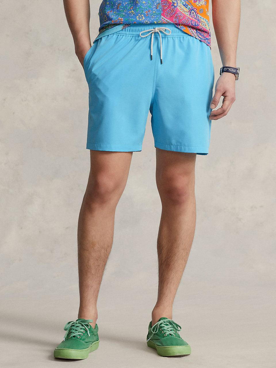 RALPH LAUREN Boxer Da Mare Tinta Unita Traveler Turchese