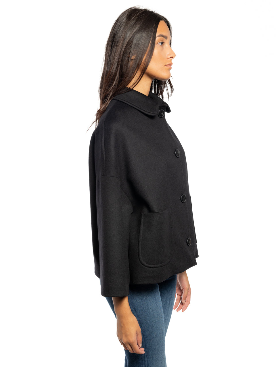 BRERAS MILANO Caban Con Collo A Camicia Nero