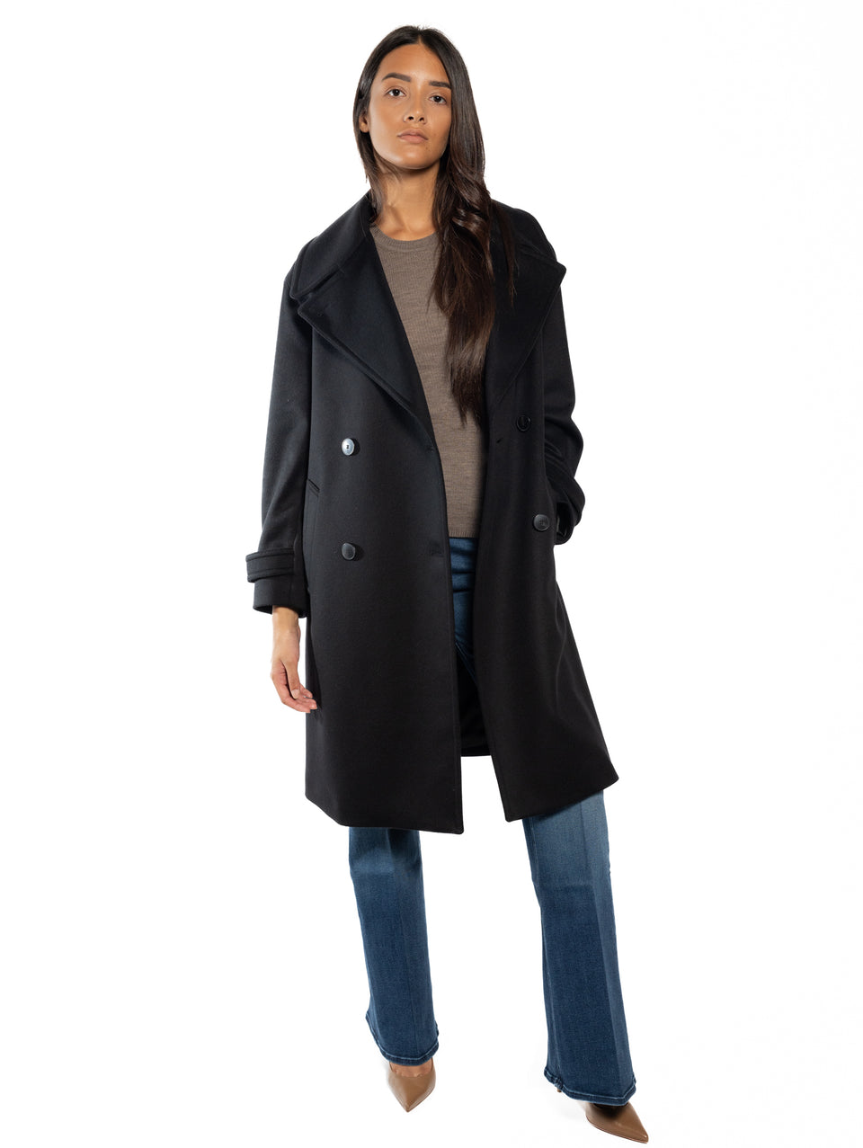 BRERAS MILANO Cappotto Lungo Doppio Petto Nero