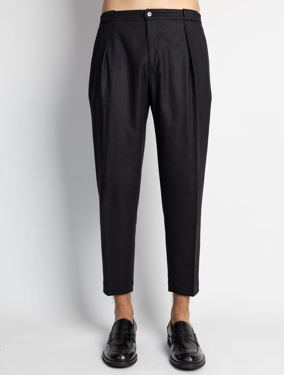 BRIGLIA 1949 Pantaloni in Flanella con Pinces Nero