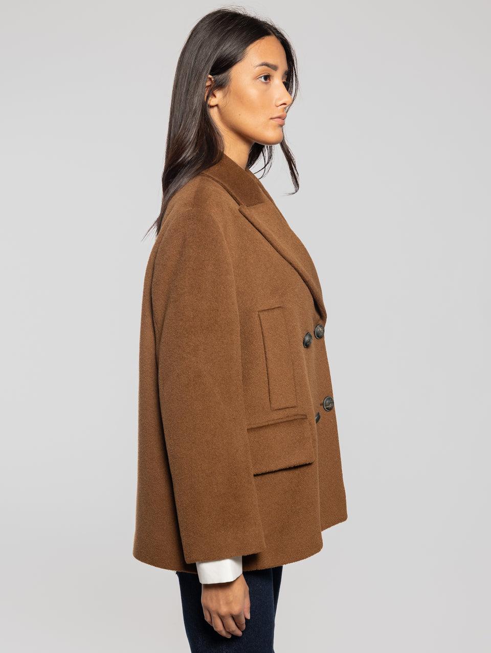 BRERAS MILANO Caban In Beaver Di Lana E Alpaca Marrone