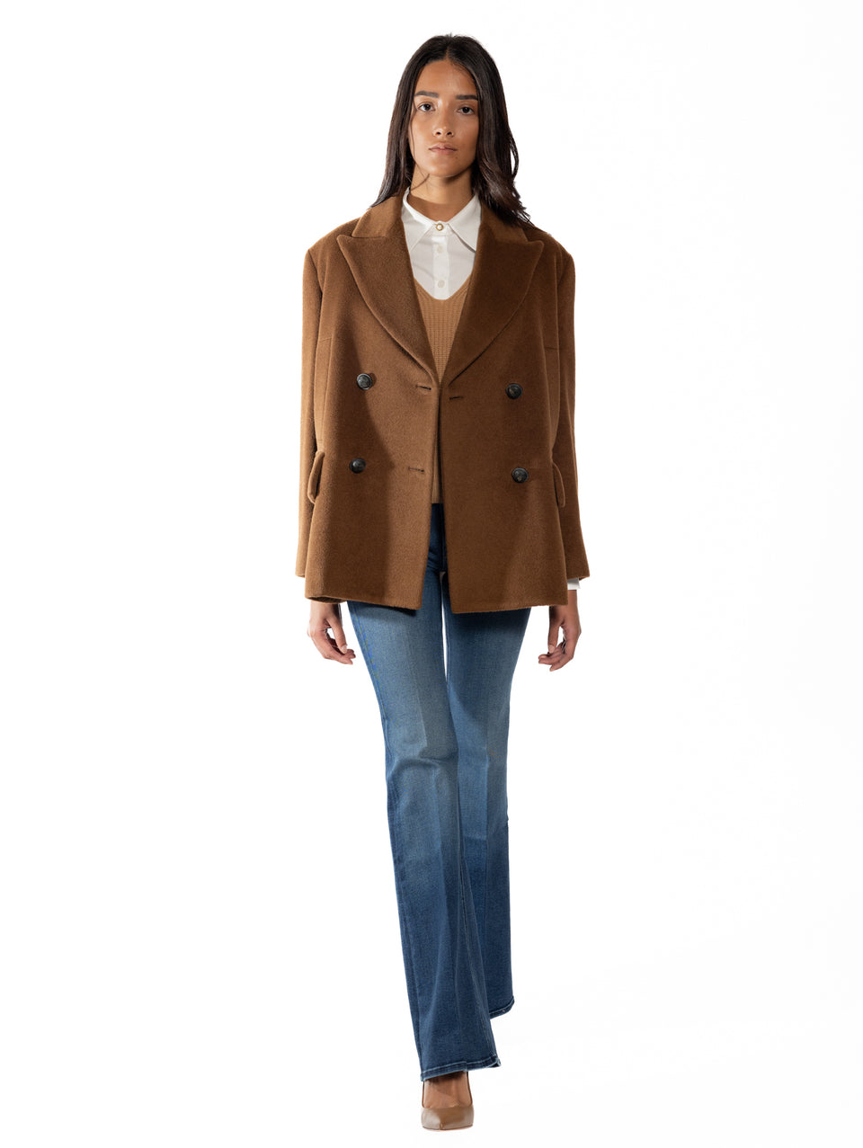 BRERAS MILANO Caban In Beaver Di Lana E Alpaca Marrone