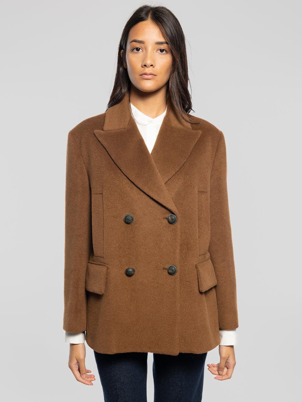 BRERAS MILANO Caban in Beaver di Lana e Alpaca Marrone